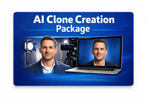 AI Clone Creation Package — Regularly $5,000 Spend three hours in our Miami Studio… And leave with your AI Avatar Clone ready to record AI videos for your business. 2 outfits and 2 backgrounds - Horizontal and Vertical videos. Ideal for diverse content creation needs. *$1,000 BETA Launch | Regular Fee: $5,000.